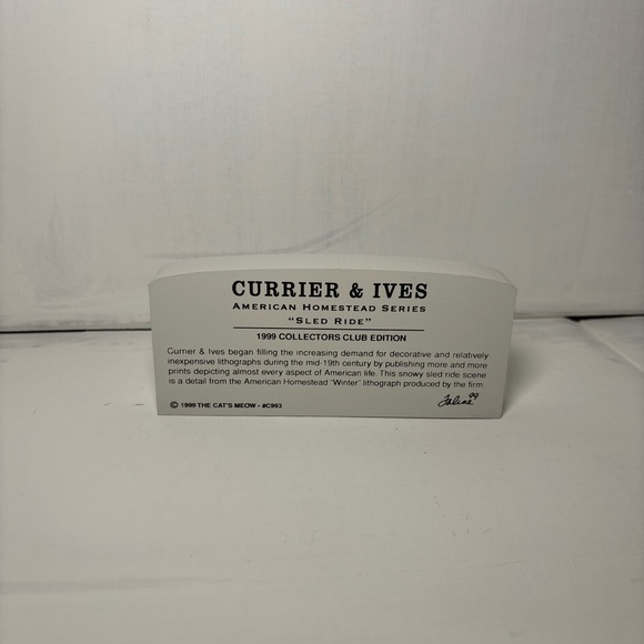 1999 Cat's Meow-Currier & Ives-American Homestead- Sled Ride #C993- Faline Wood - Picture 3 of 5